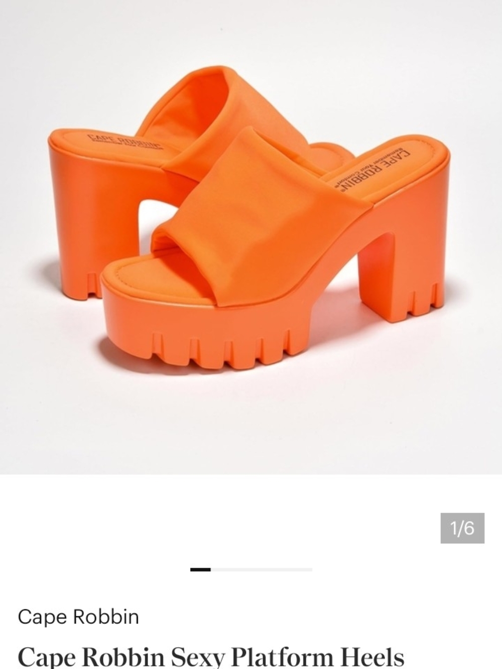 Cape Robbin Neon Orange Chunky Platform Mules